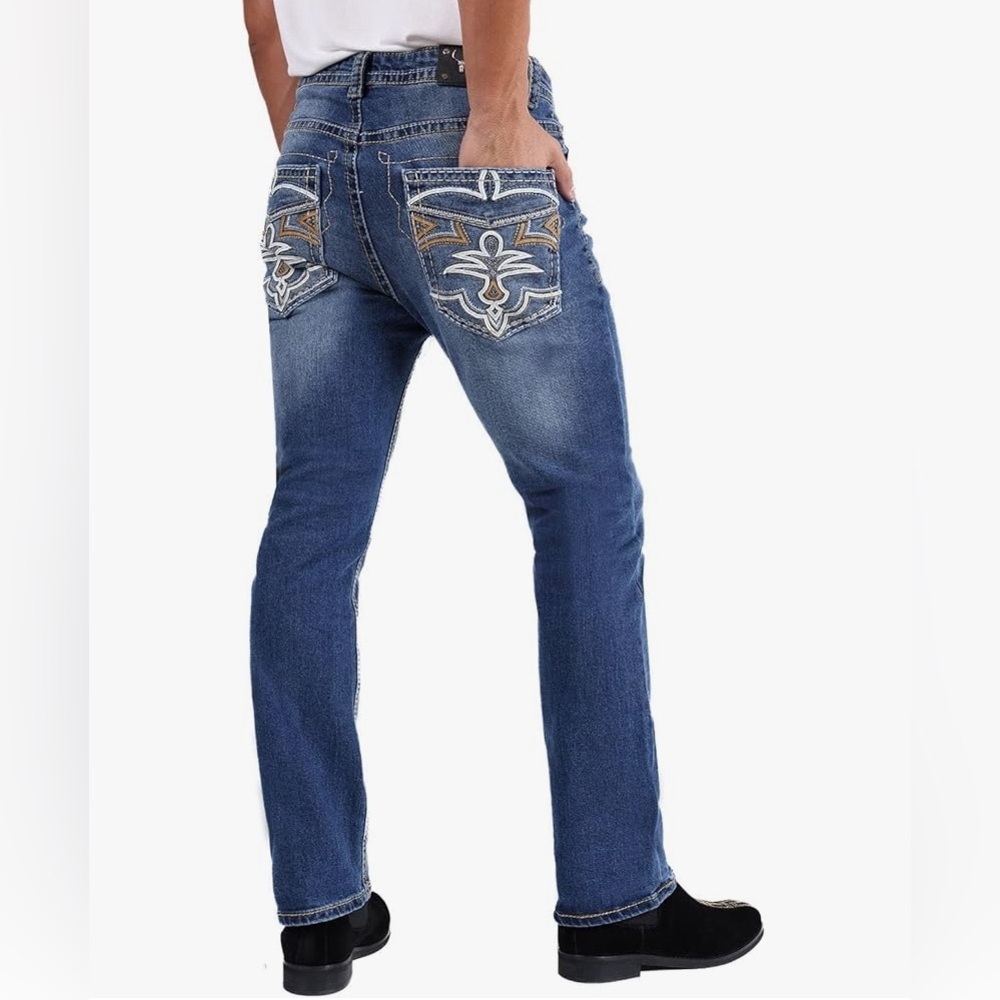 Barabas Men's Western Cowboy Bootcut Classic Denim Jeans Size 28/30 NWOT
